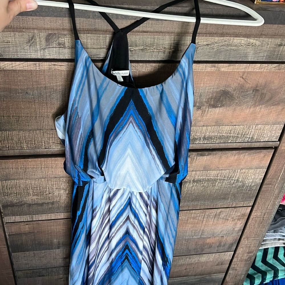 Blue/Black Chevron Maxi Dress, Size L